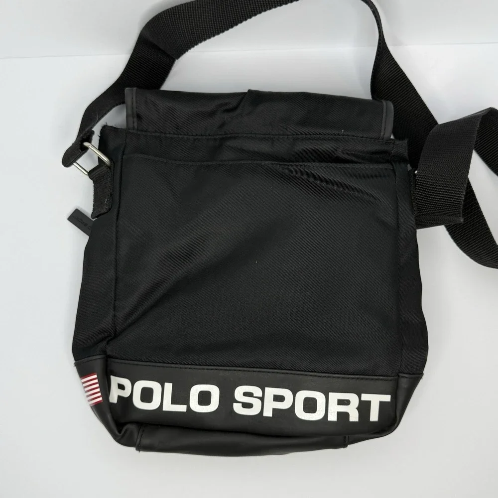 VTG 90s Polo Sport Nylon Crossbody Messenger Bag Black